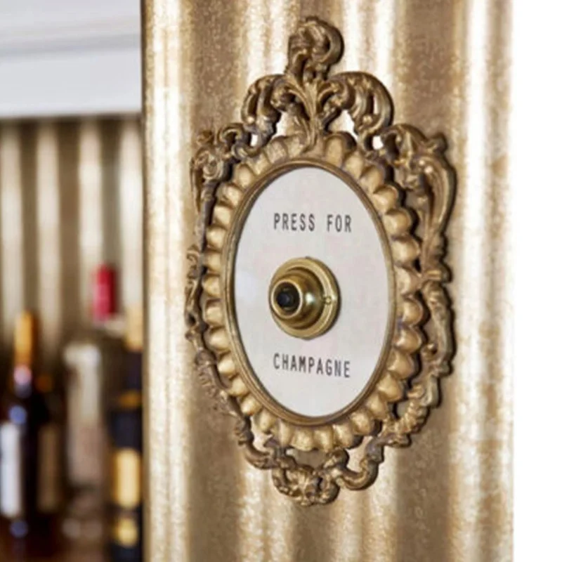 Creative Press for Champagne Bell Sign Decor Doorbell Ring Mini Press Doorbell Home Wall Decor Vintage Desktop Decorations