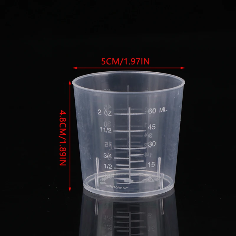 10Pcs 60ML Measuring Cup Transparent Plastic Scale Beaker Cups Lab Graduated Liquid Container Without Handle Kitchen Baking Tool