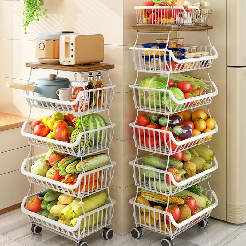 

Multi-layer storage baskets for kitchen vegetable racks Floor-to-floor Special for multifunctional mobile fruit