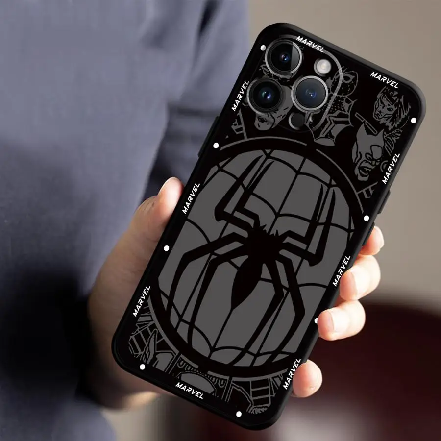 Marvel Iron Man Sqiderman Phone Case for Google Pixel 7a 7 Pro 8a 9 Pro XL 6 Pro 8 Pro 6a Black Soft Armor Bumper Cover