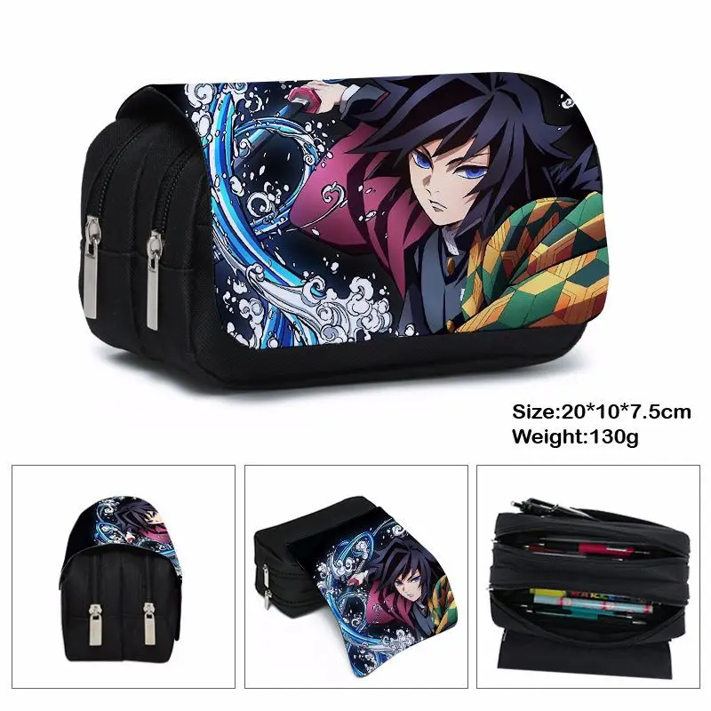 Large Capacity Anime Demon Slayer Pencil Case Multi Layer Stationery Box Stationery Storage Bag Kids Pencil Case School Supplies