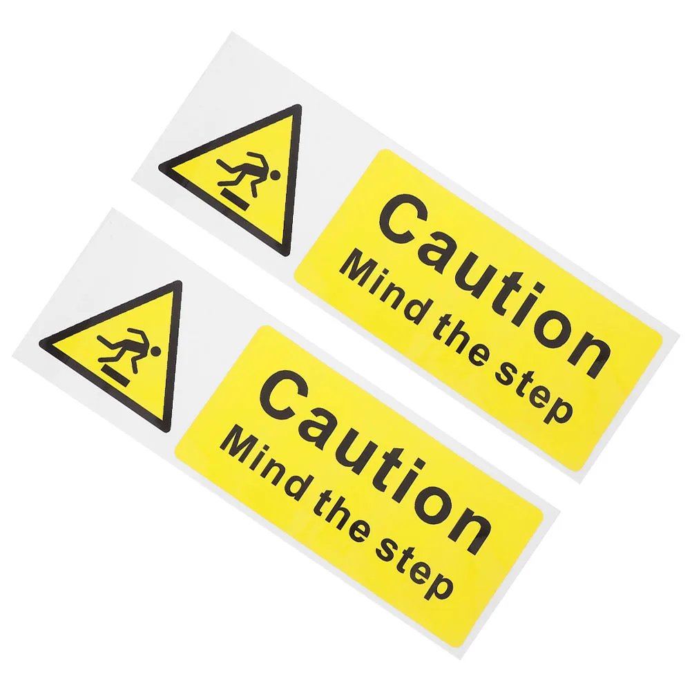 

2 pcs Waterproof Floor Safety Sign Stickers Strong Adhesive Watch Your Step Warning Decals For Stairs Workplace Slip Prevention