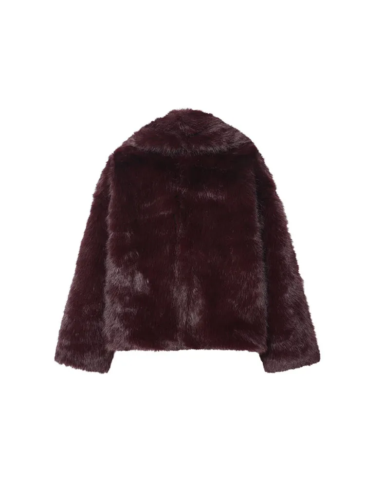 Hh 2026 feminino novo inverno lapela pele artificial engrossado calor luz luxo moda retro temperamento jaqueta curta