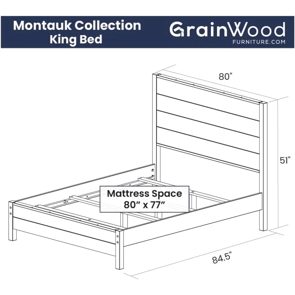 Grain Wood Furniture Montauk Solid Wood Bed, Rustic Walnut