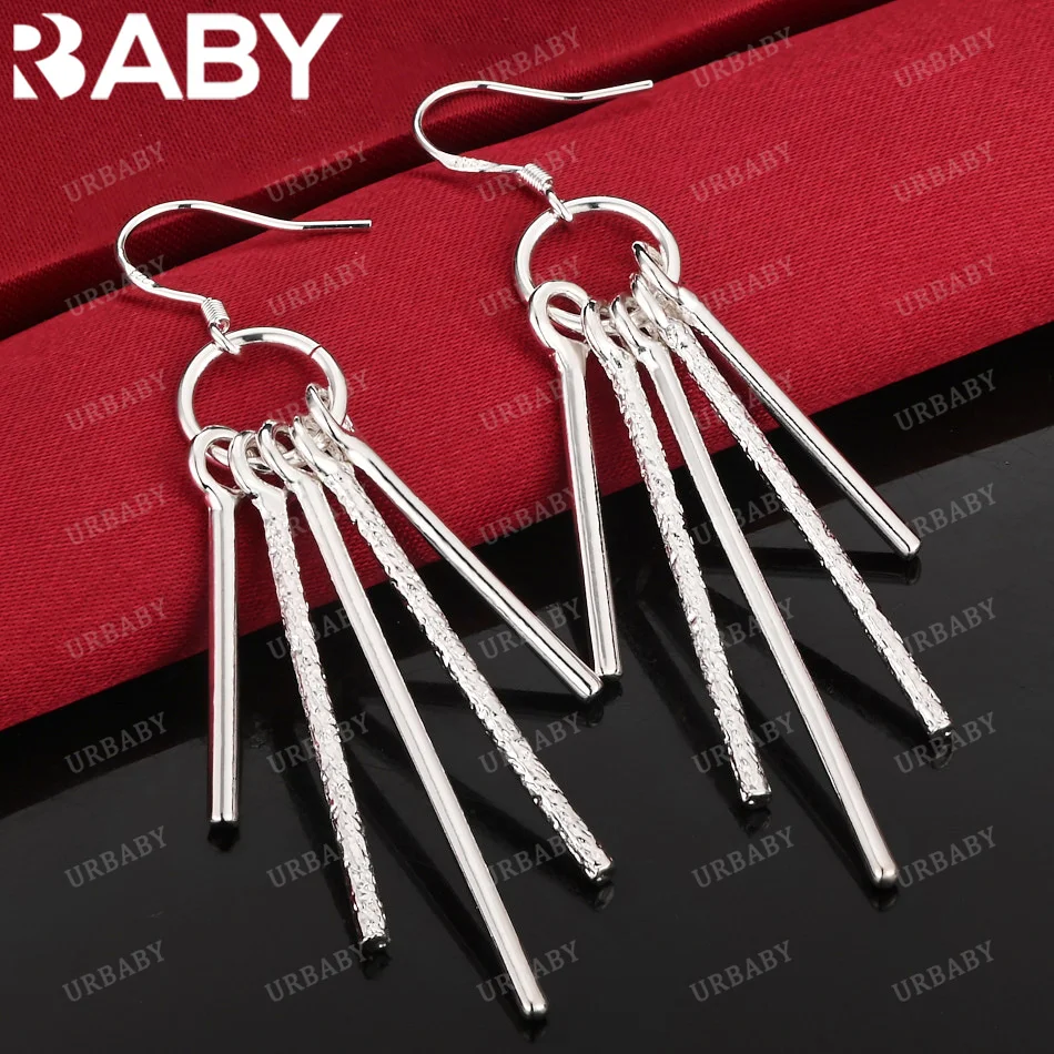 

URBABY 925 Sterling Silver Earrings Irregular Strips Drop Earrings For Women Jewelry Fashion Party and Daily Wear
