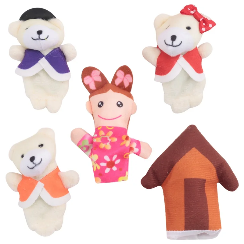 B78B-ชุดหุ่นนิ้วมือ 25 ชิ้น นิทานเทพนิยาย โกลดิล็อคส์ และหมีสามตัว