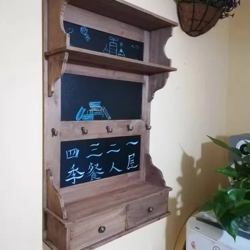 

Настенный органайзер для чашек из массива дерева - креативная плавающая стойка для чайного сервиза, кружки, кухонная подвесная полка, деревянный кухонный настенный шкаф