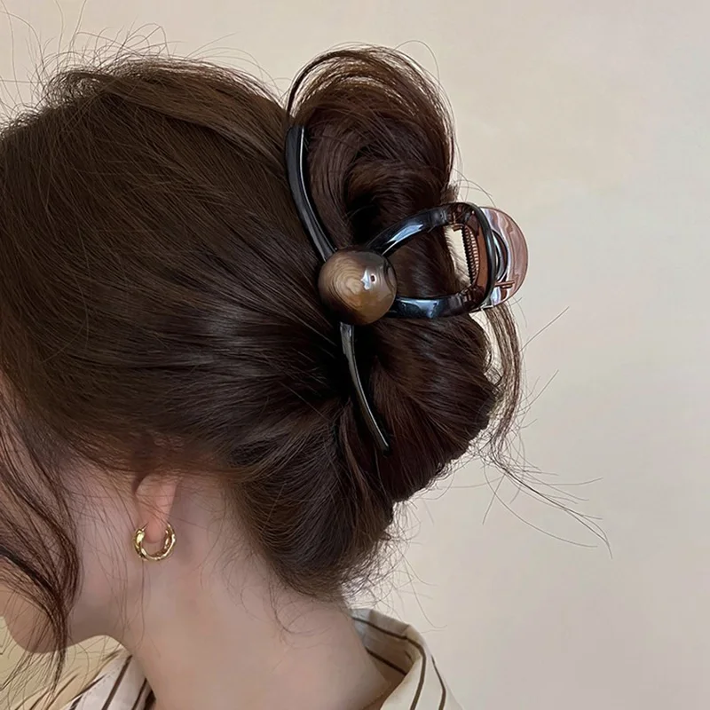 여성용 대형 진주 헤어 클립, 아크릴 헤어 클로 클립, 헤어 액세서리, 우아한 소녀 모자, 11.5cm