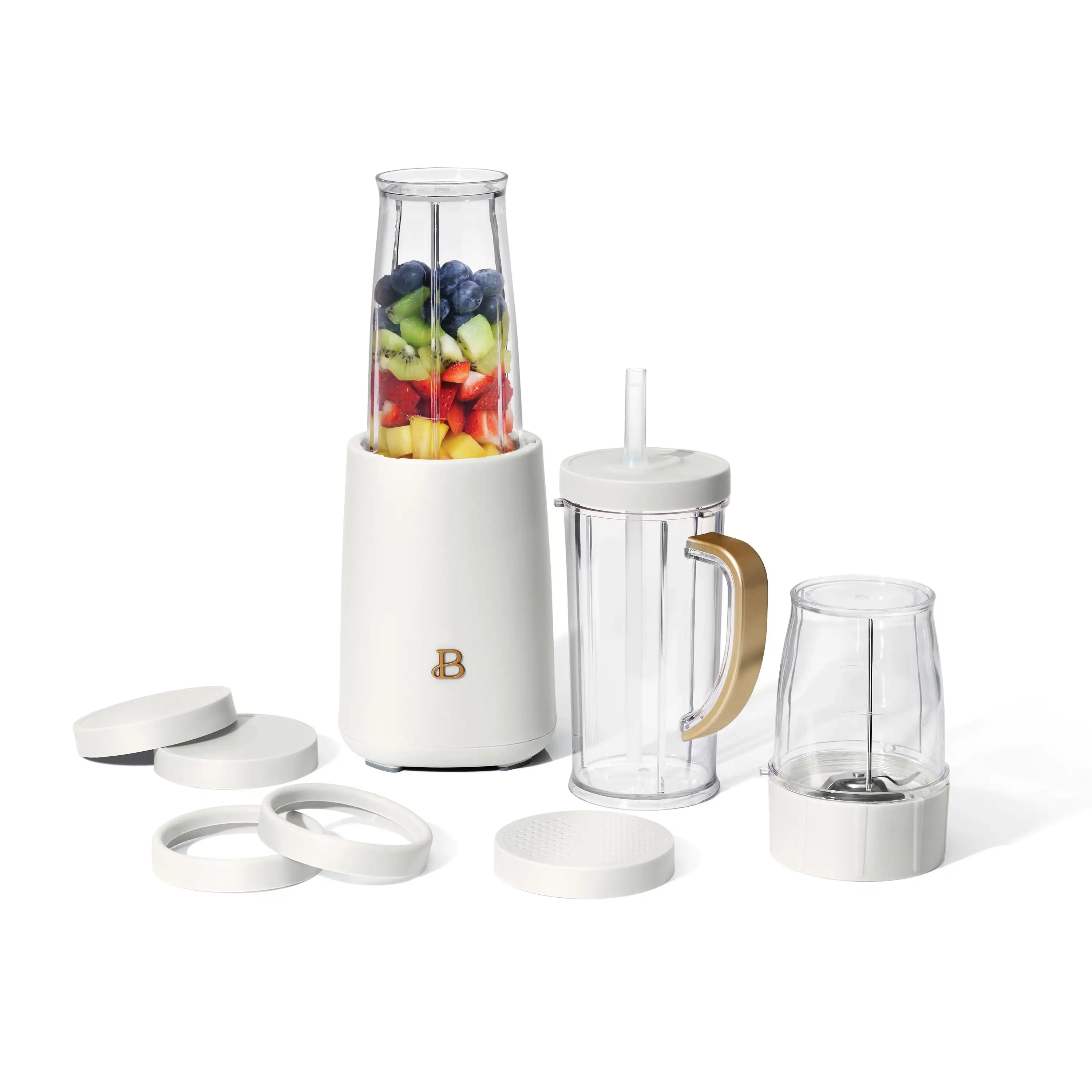 

Beautiful Personal Blender Set with 12 Pieces, 240 W, White Icing by Drew Barrymore