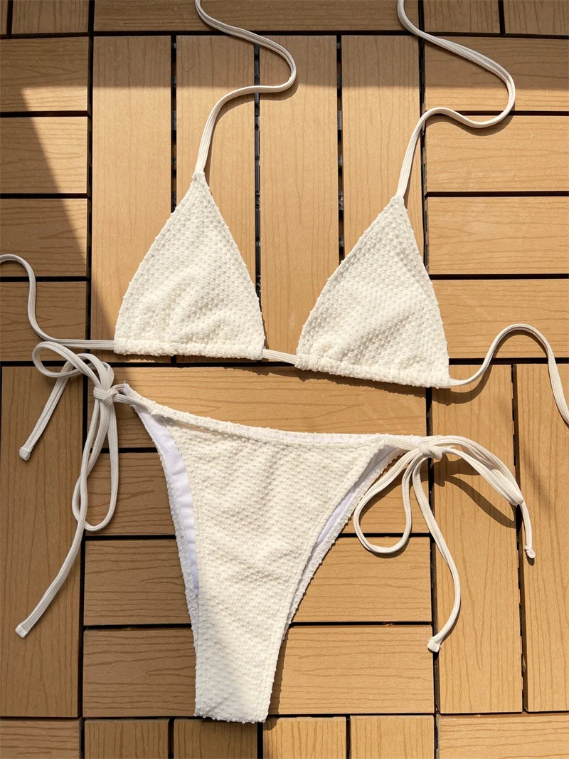 Maillot de bain à la mode pour femmes, modèle bandage, couleur unie, culotte tanga, bikini, vêtements de plage, nouvelle collection