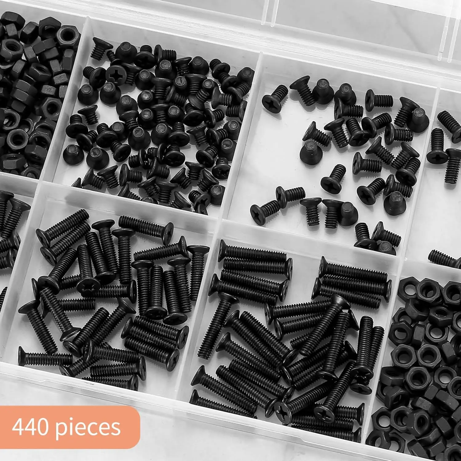 440/780 قطعة صندوق أدوات مسامير الكمبيوتر الصغيرة ، رأس مسطح للكمبيوتر المحمول والكمبيوتر المحمول مجموعة مسامير سوداء M3 M4 للكمبيوتر المحمول SSD القرص الصلب #4