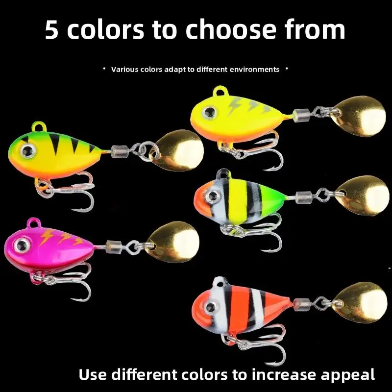 Fast Sinking VIB Hard Fishing Lure Vivid Swimming Action Vibrating Artificial Bait With Rotating Spoon Blade