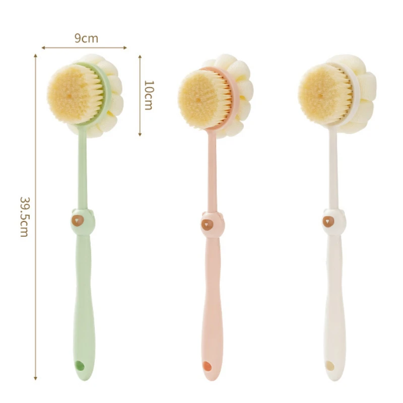 1pc Double-sided Long Handle Shower Brush Rub Back Brush Soft Bristle Shower Brush Rub Mud To Remove Dust Scrub Brush Tool