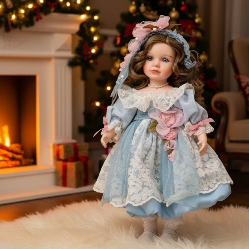 

Cloveray 45cm Original Victorian Style Porcelain Doll 18 Inch Retro Ceramic Limb Cloth Body Ceramic Doll Art Gift With Bracket