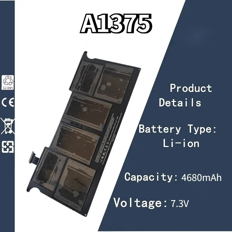 

7.3V 4680mAh A1375/A1406 Laptop Battery For Apple Late 2010 A1370/Mid 2011 A1370