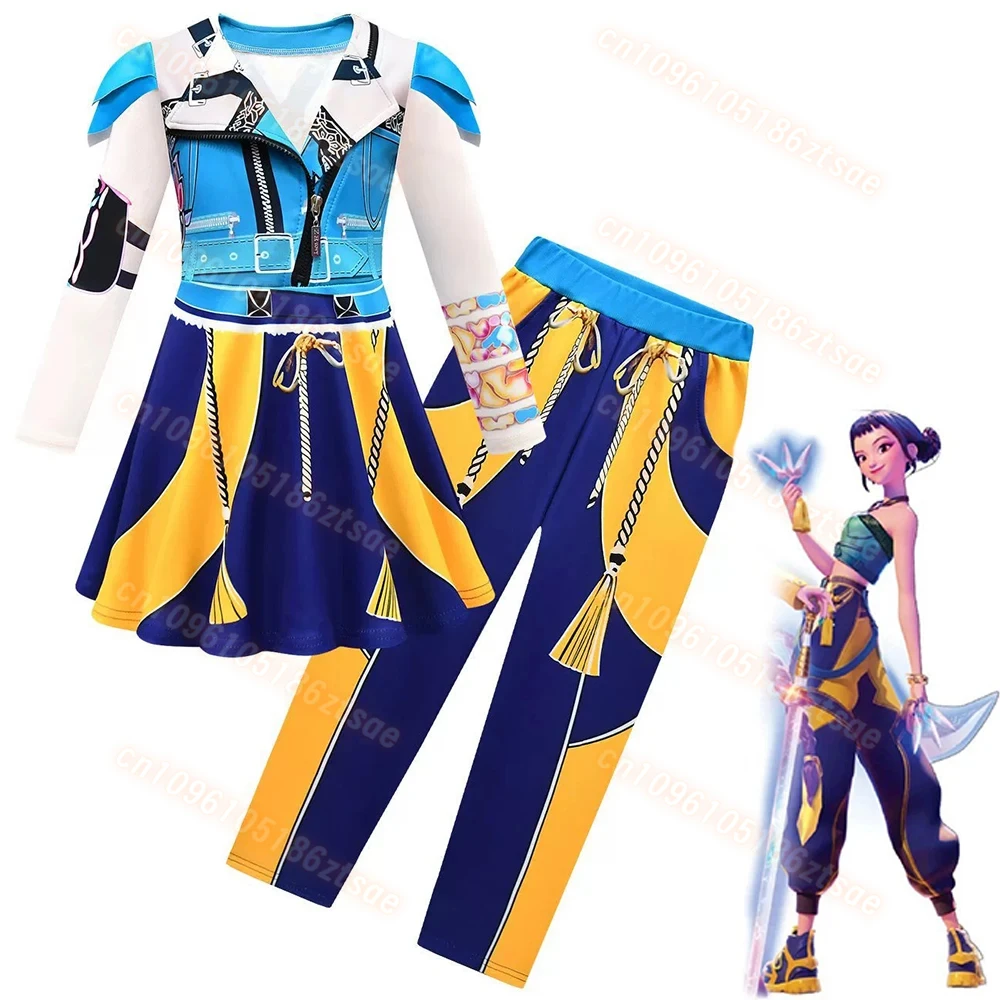 

KPop Demon Hunters Cartoon Kids Cosplay Costume Fashion Girls Idol Rumi Mira Anime Dress For Halloween Carnival Party Clothes