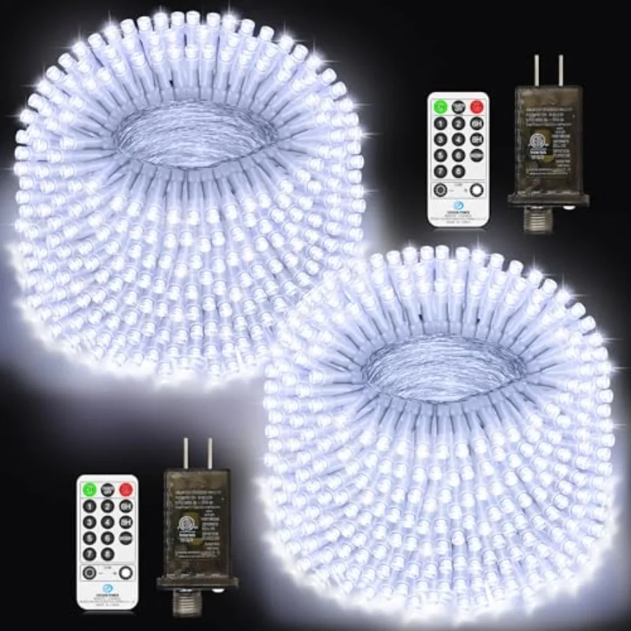 

Christmas Lights Outdoor Fairy Lights Plug in Extra Long String Lights with Remote Timer 8 Modes for Outside House Tree Garden