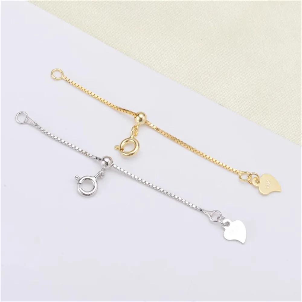 

DIY Pearl Accessories S925 Sterling Silver Gold-plated Silver Chain Extension Chain Bracelet Clasp Box Chain Telescopic Chain