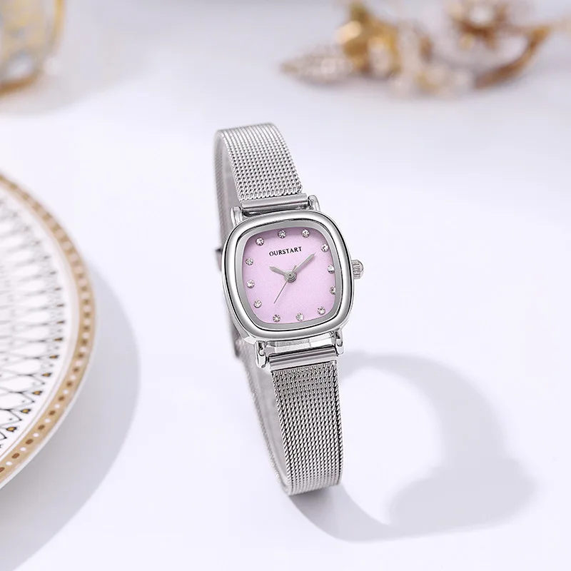 Stainless Steel Bracelet Watch Women Fashion Minimalist Temperament Watches Small Square Quartz Wristwatch Relojes Para Mujer