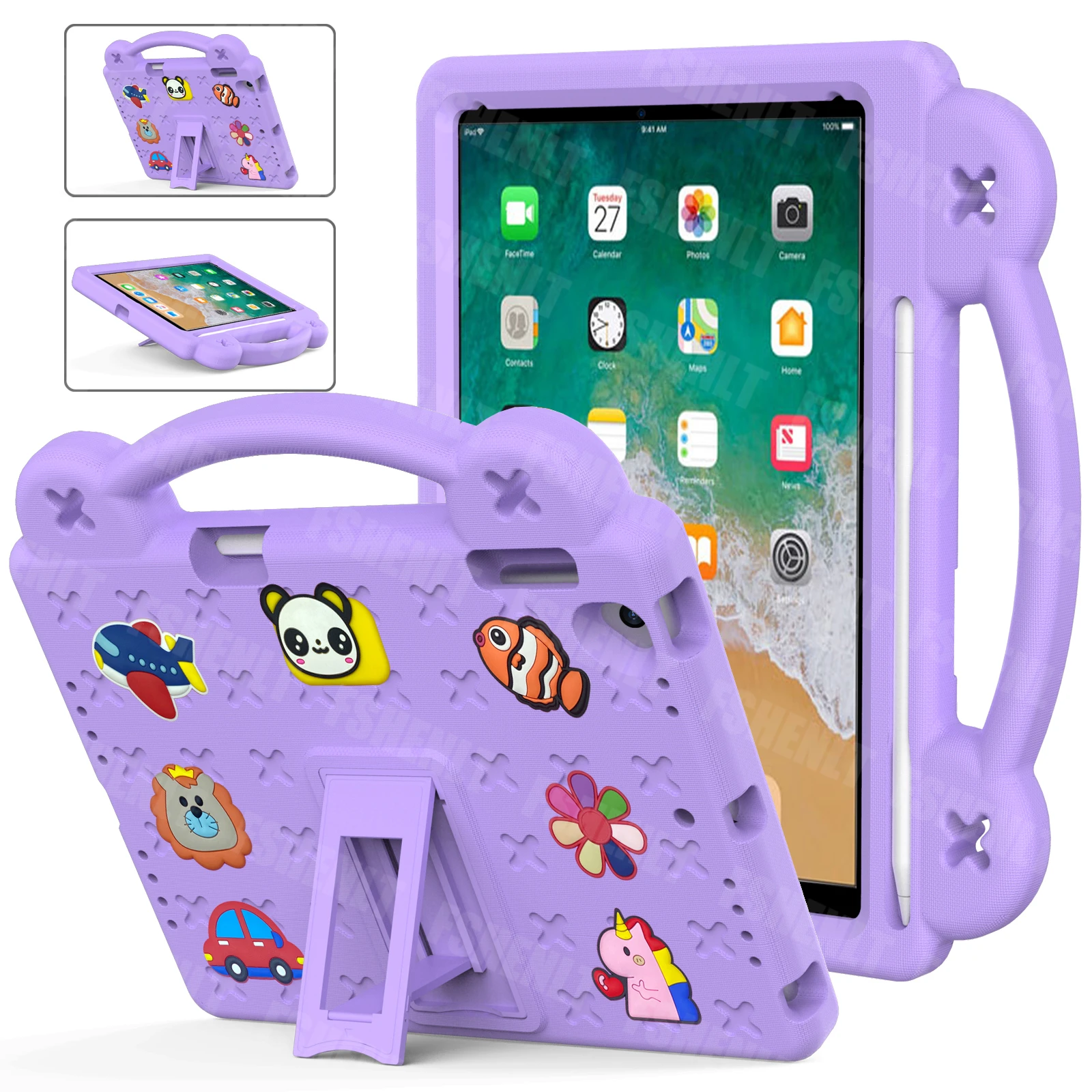 

Kids Case for iPad 6th 5th Gen 2018 2017/ iPad Pro 9.7" 2016/ iPad Air 2/iPad Air 1 Shockproof with Handle Stand Anti-drop Cover