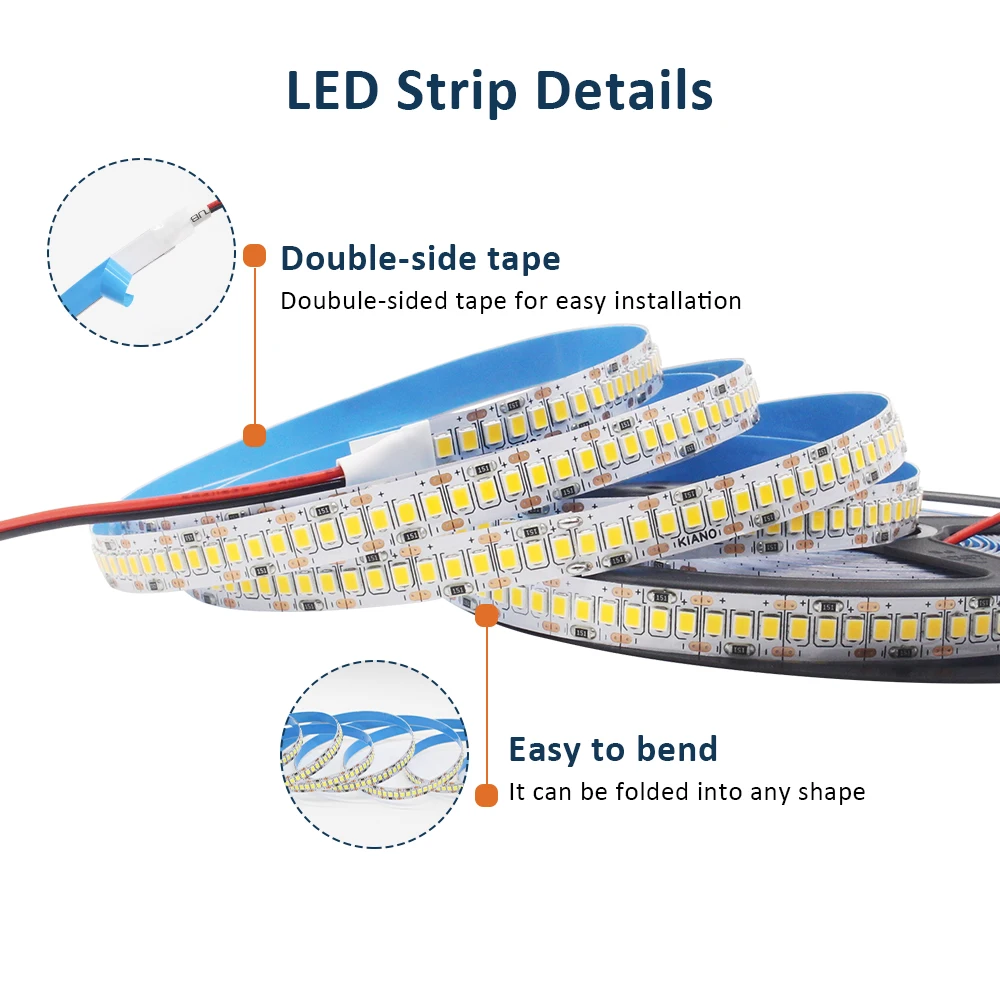 Imagem -02 - High Brightness Led Strip para Decoração de Quarto Luz de Fundo Fita Linear Iluminação de Barras 2835 240 120 Diodo Branco 5m 12v