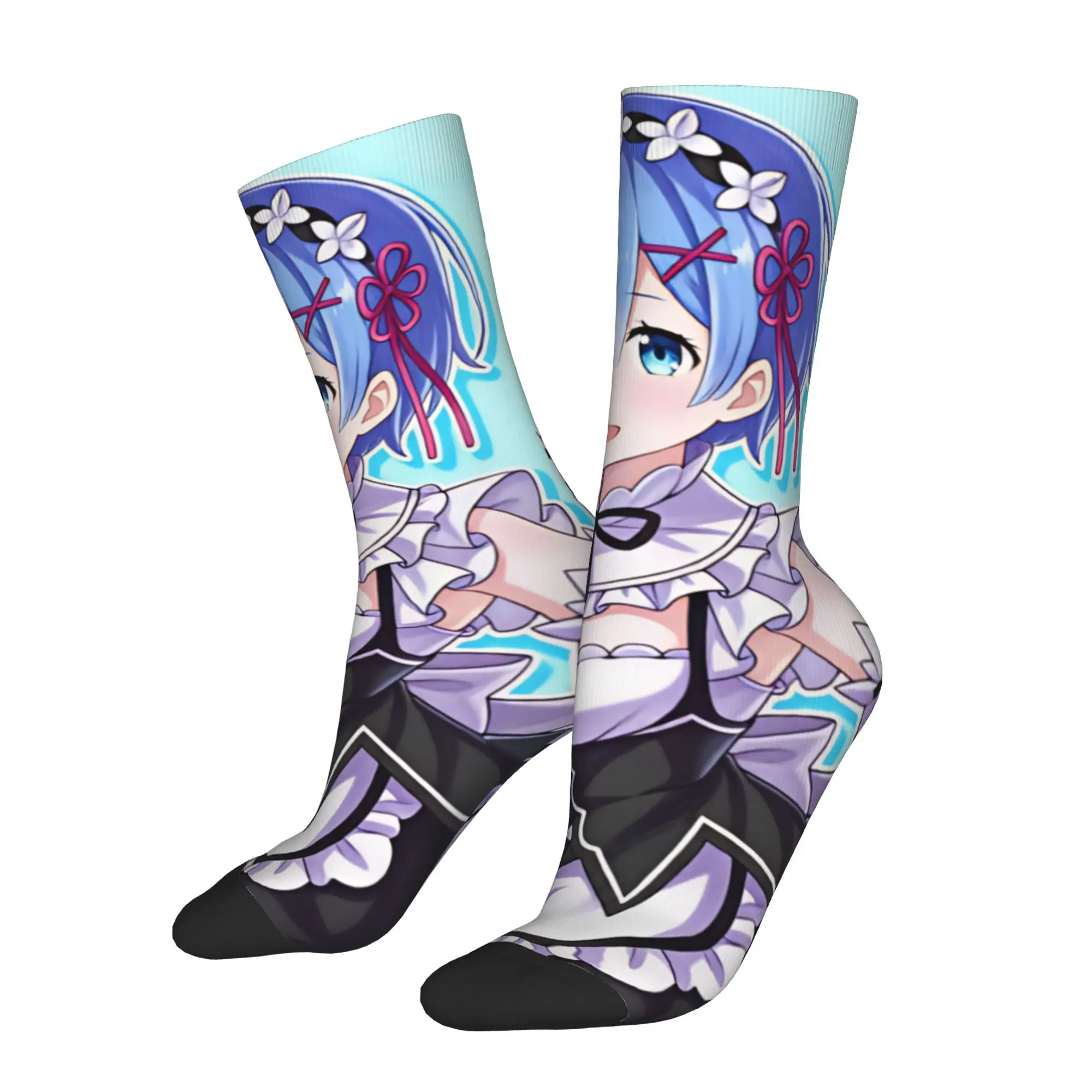 Rem Emilia R-Re:ZERO Anime Men Women Crew Socks Unisex Starting Life in Anothers Worlds Spring Summer Autumn Winter Dress Socks