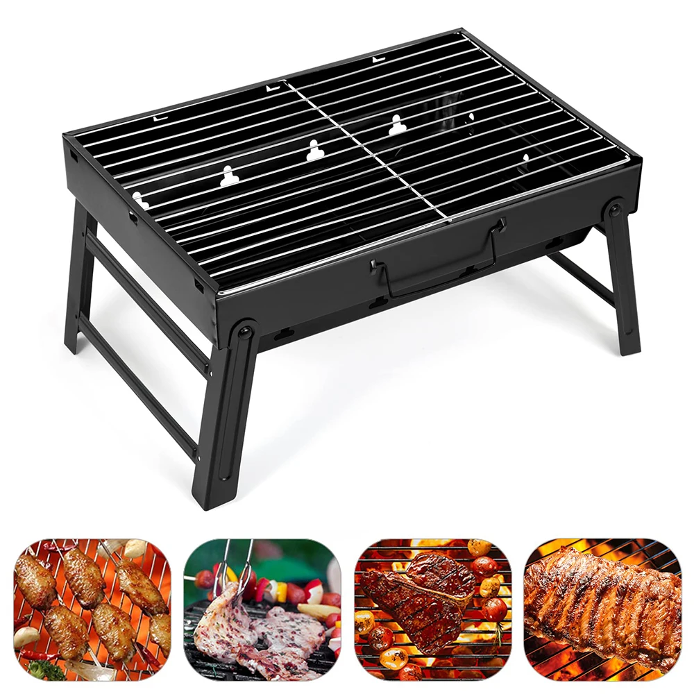 Portable BBQ Charcoal Grill Stainless Steel Small Mini BBQ Tool Kit Outdoor Cooking Camping Picnic Beach Portable BBQ