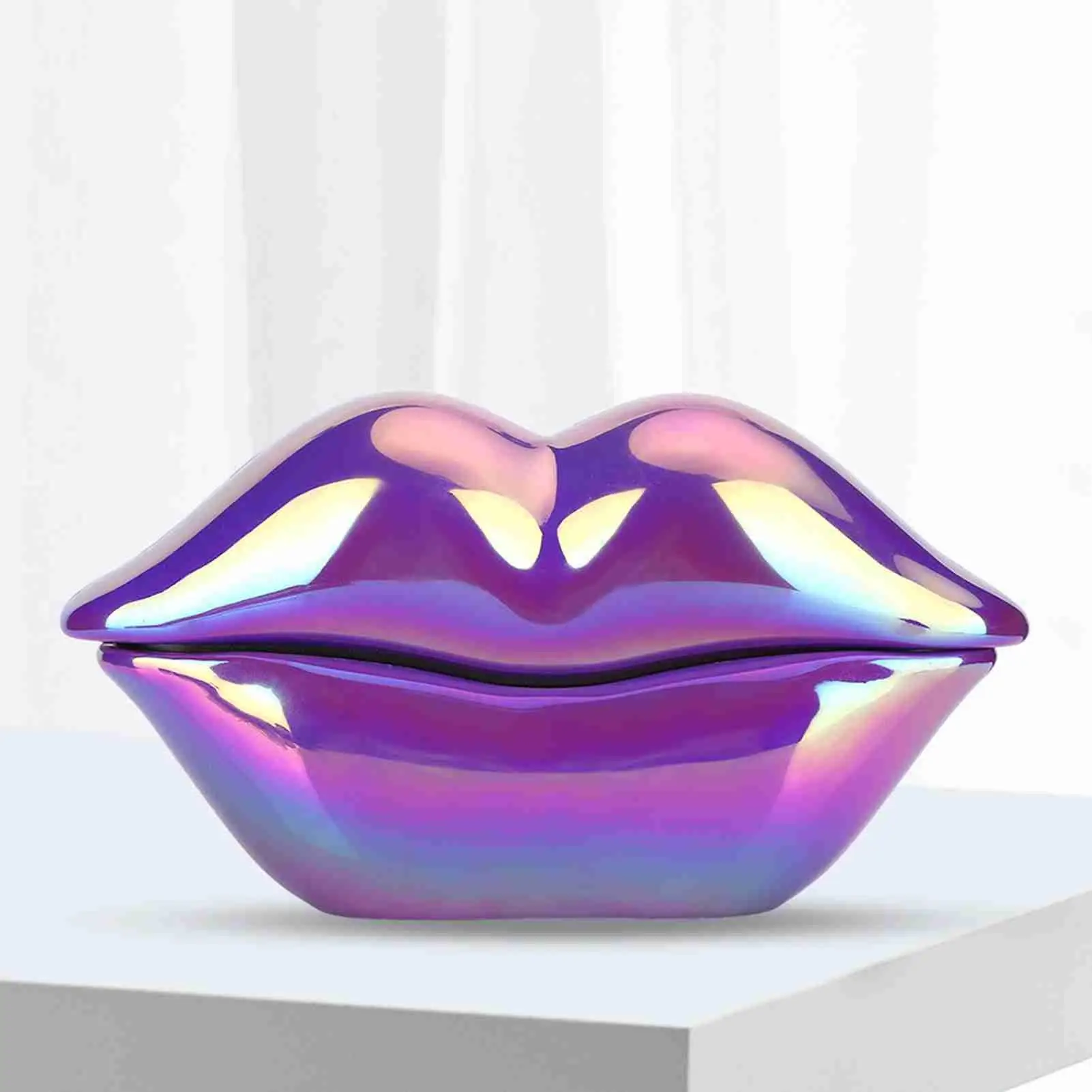 Lips Telephone Hotel Decor Landline Desktop Phone Electroplated Mouth Shape Mini Phone