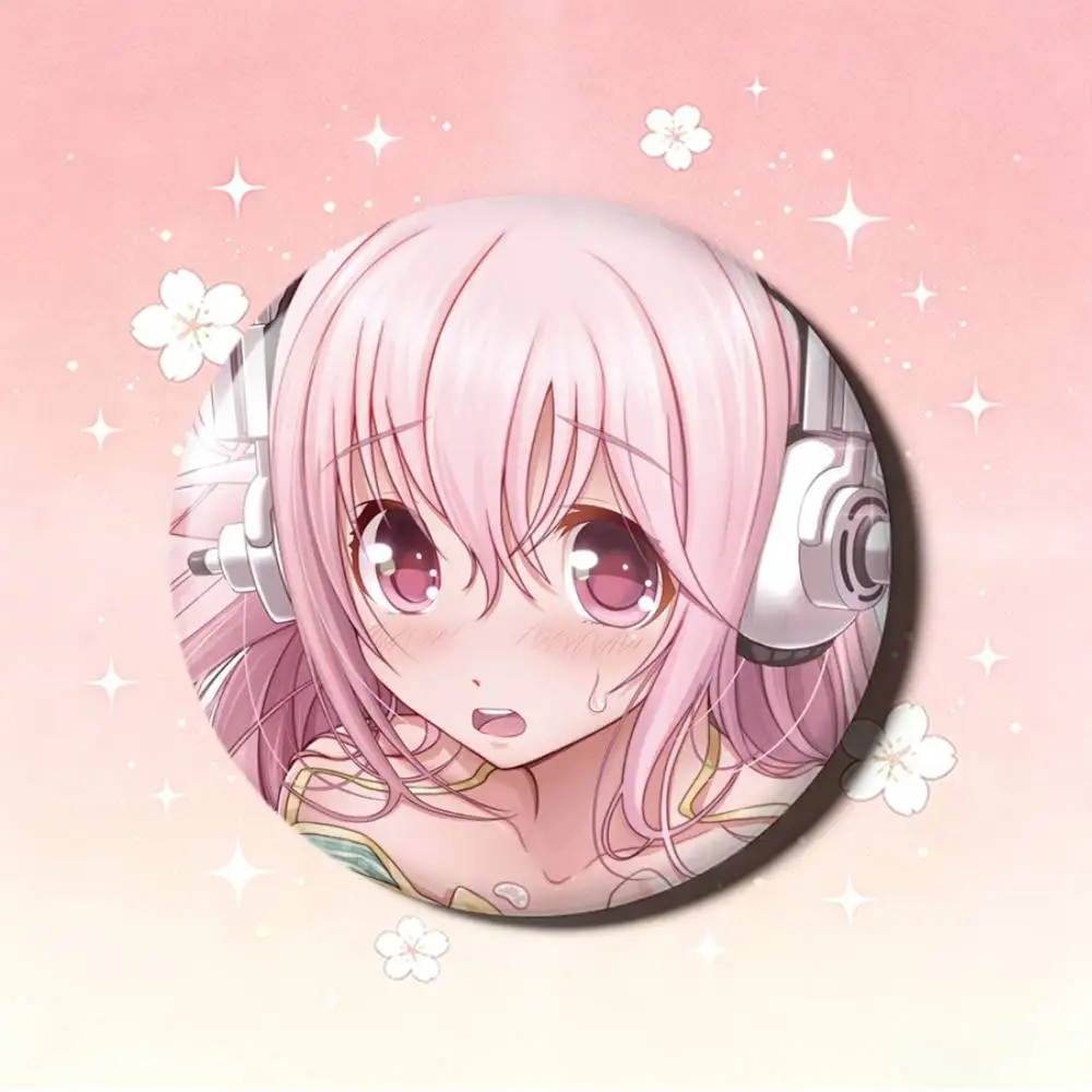 Cartoon Singer S-Super S-Sonico Badges 25 32 44 58 75 mm Round Fans Collect Friends Gifts Brooch Souvenir
