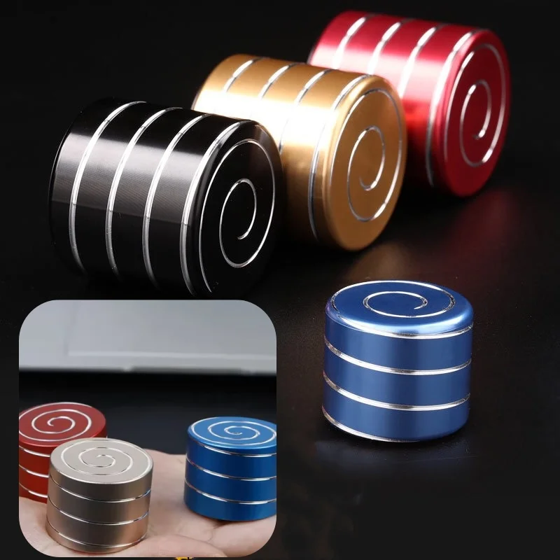 Desktop Decompression Rotating Stainless Steel Cylindrical Gyroscope Office Desk Fidget Gift Optical Illusion Flowing Finger Toy