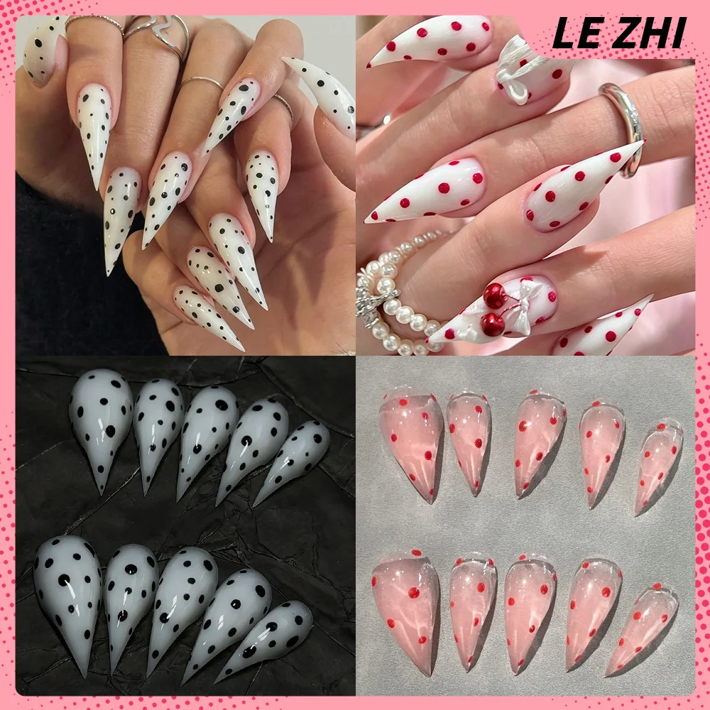 10Pcs Y2K Gentle Cute Wave Point Handmade Press On Nail Dragon Claws 3D Bowknot Cherry High Quality Fake Nail Birthday Gifts