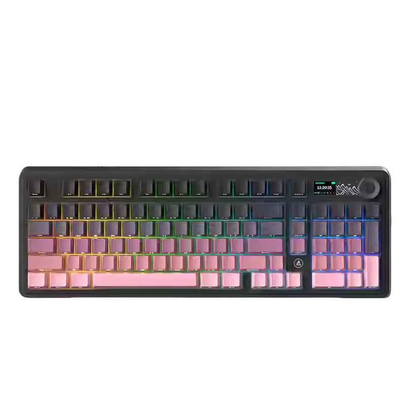 Ajazz Ak980 لوحات المفاتيح الميكانيكية اللاسلكية هيكل حشية ثلاثي الوضع Rgb مفتاح كامل قابل للتبديل السريع لوحات مفاتيح الألعاب طويلة التحمل