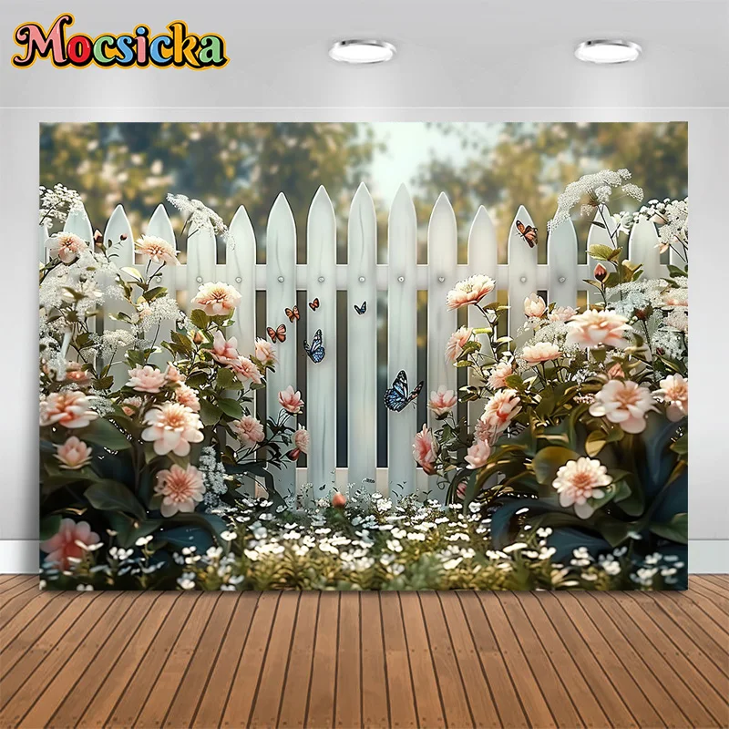 Mocsicka Spring Party Photography Backdrops Garden Flower Greenery Decor Backgrounds Adult Kids Portrait Studio Banner Photo