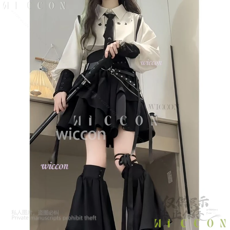 アニメ Jirai Kei スタイル甘いレースアップスリムシャツサブカルチャーハイウエスト包帯 Y2K スカートスリム固体ストリートウェアゴシック JK D ドレス-u
