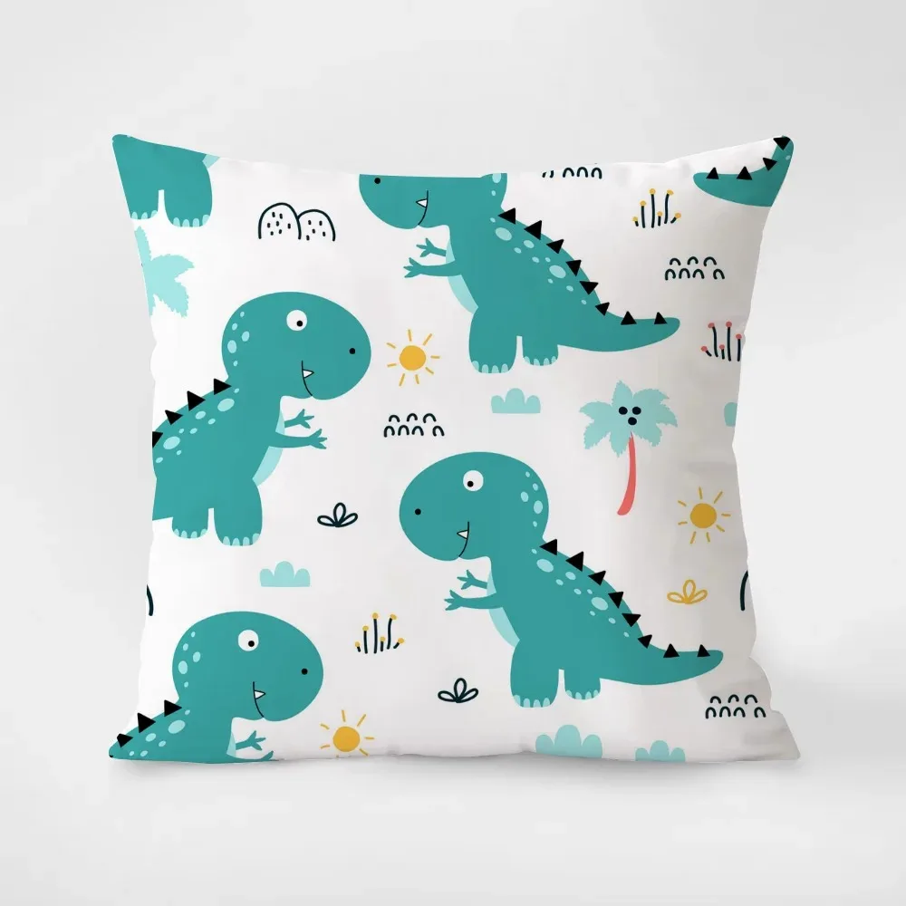 Creative Little Dinosaur Print Cartoon Pillowcase Interior Decoration Office Living Room Home Pillowcase