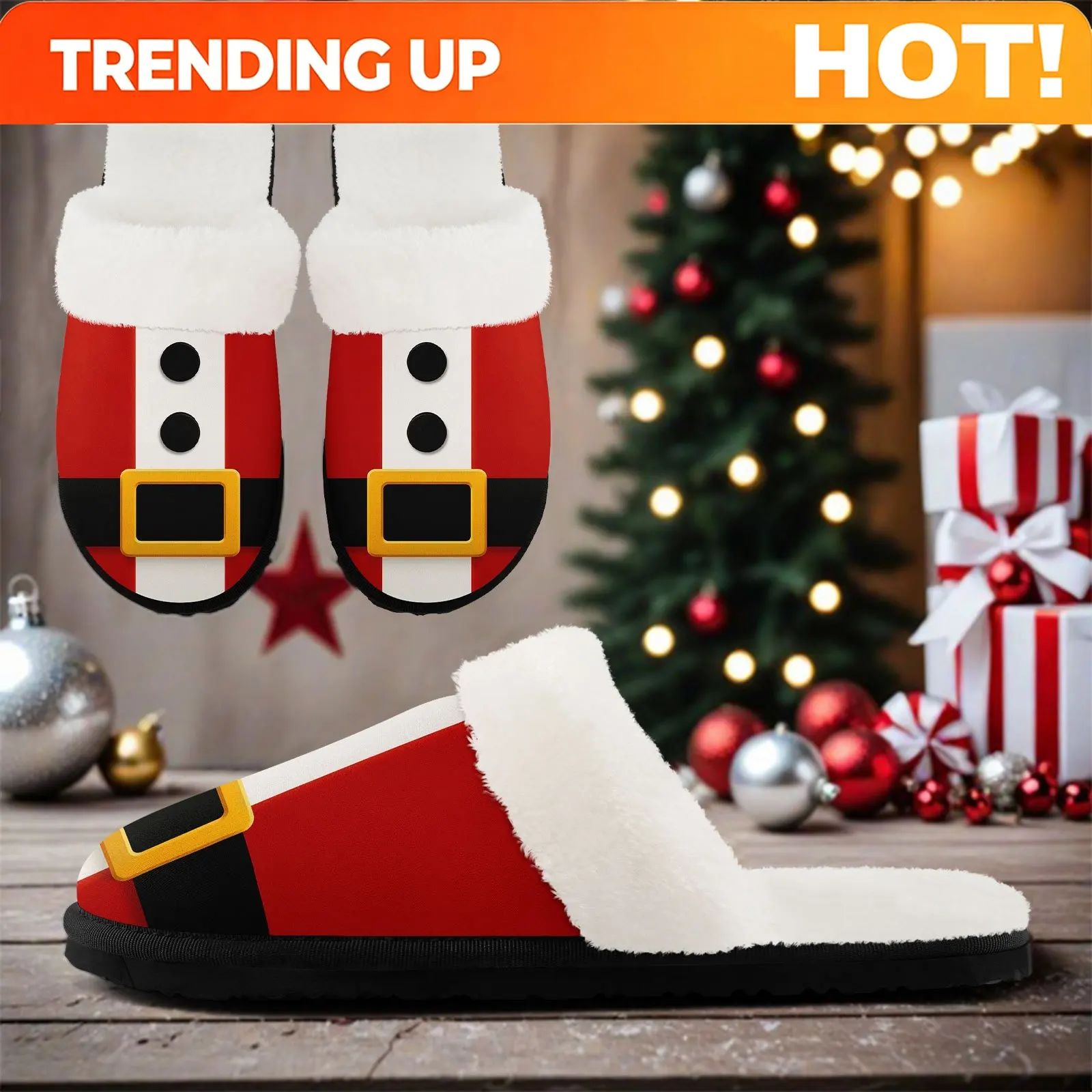 Customization Men'S Snug And Comfy Indoor Slippers With A Christmas Theme, Featuring Stylish Designs Inspired By Santa Claus