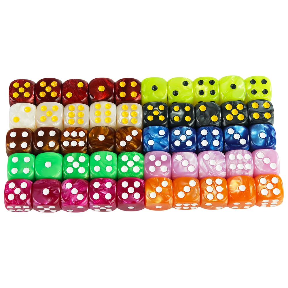 D6 Dice 16mm Marble Effecrt 6 Sided Dice for Board Game Family Gathering Entertainment, 10pcs