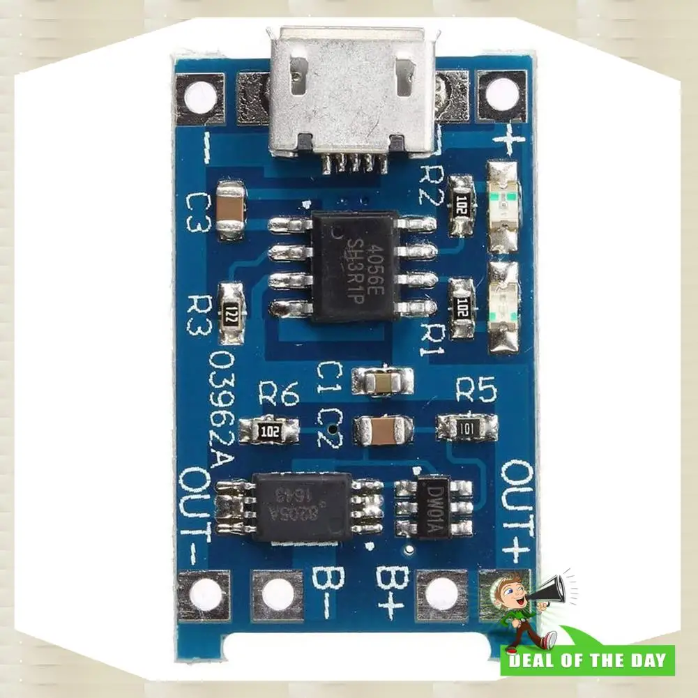 

24-часовая доставка, 10 шт., 5 В, 1 А, 18650, плата для зарядки литиевой батареи, TP4056, плата для зарядки литиевой батареи, модуль зарядки Micro-USB