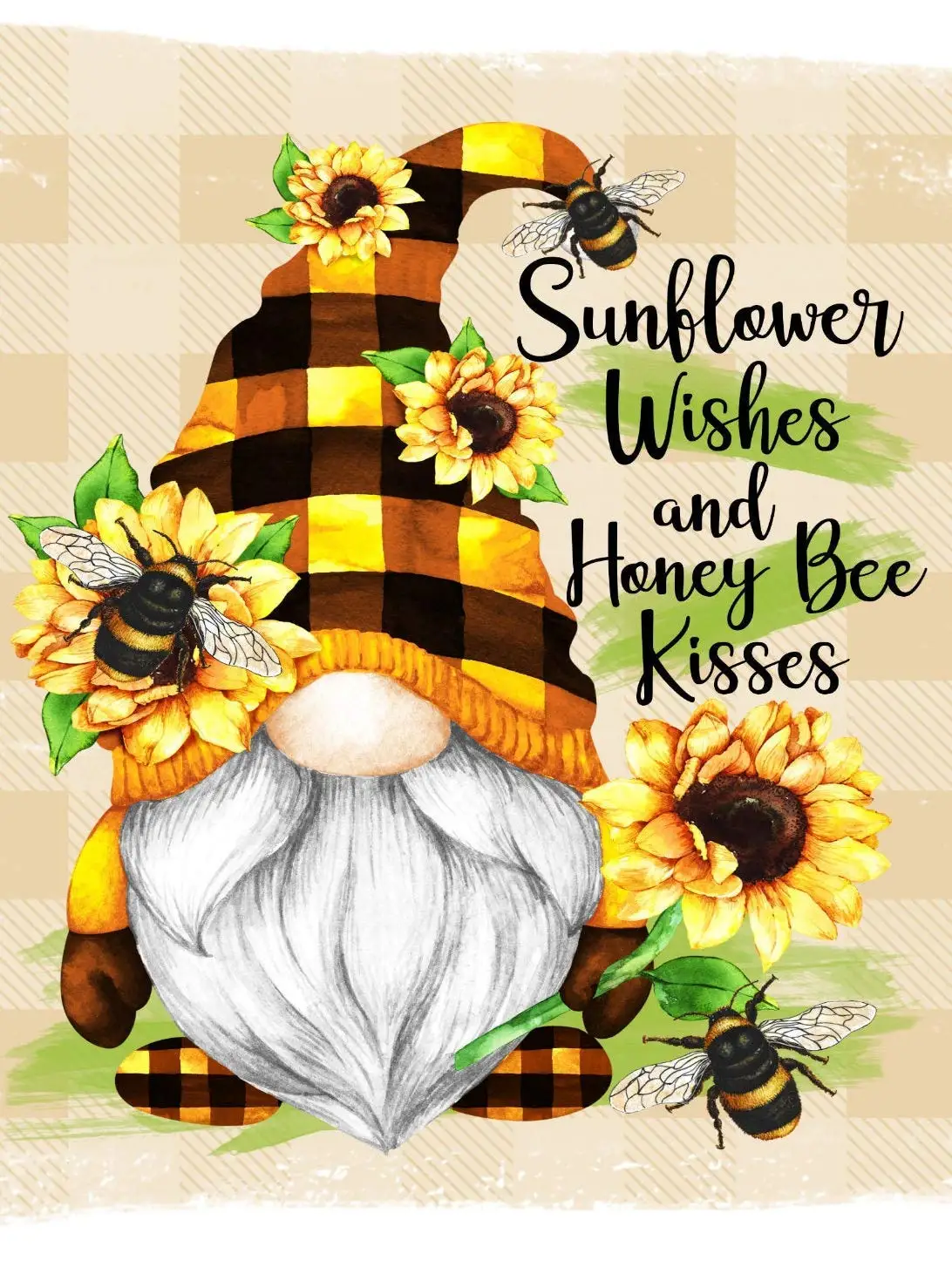 Eeypy Sunflower Wishes and Honey Bee Kisses Metal Sign Art Tin, 8x12inch sign