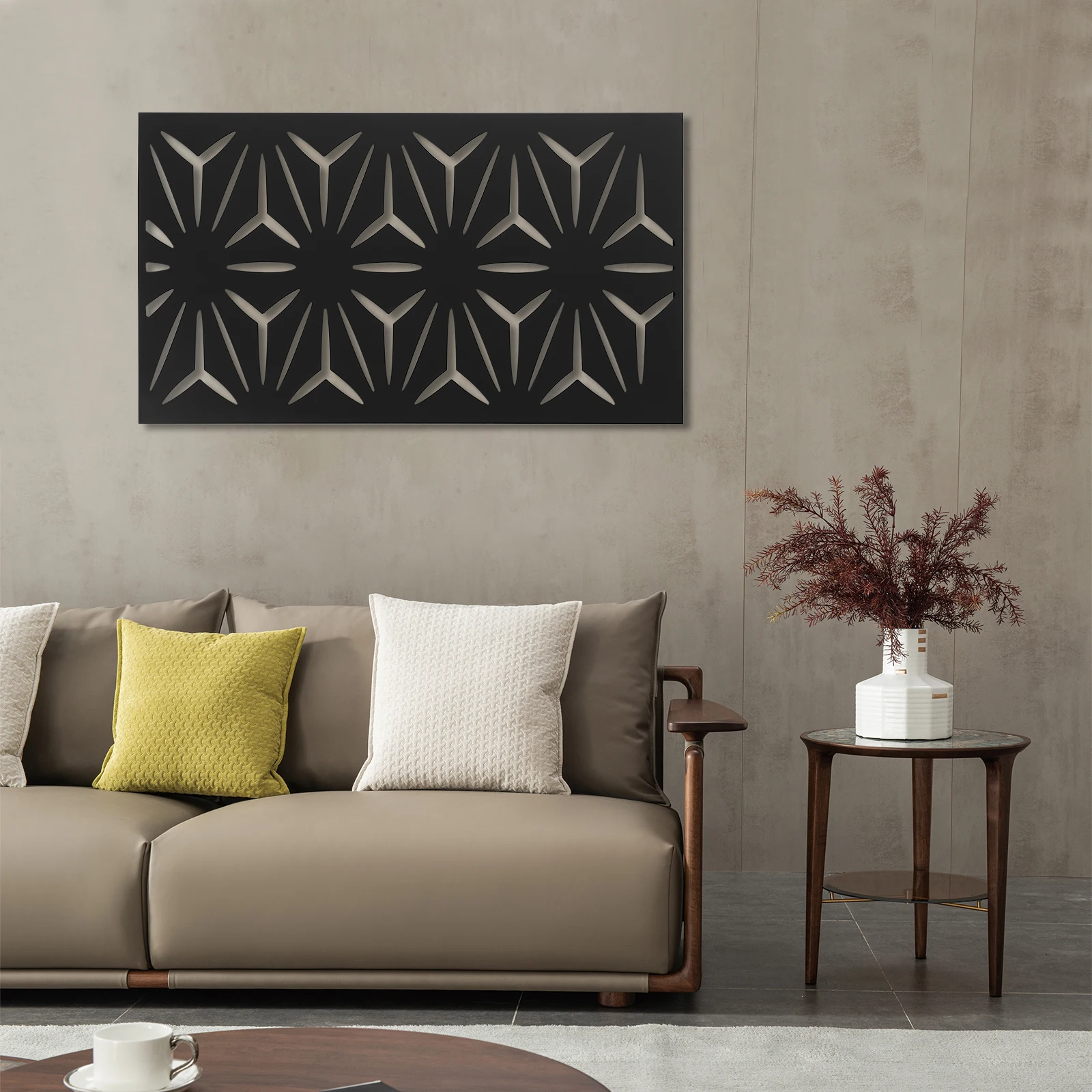 

Outdoor Privacy Fence Panel & Laser-Cut Metal Screen | Decorative Black Steel Artwork Partition for Patio, Garden & Room Divider