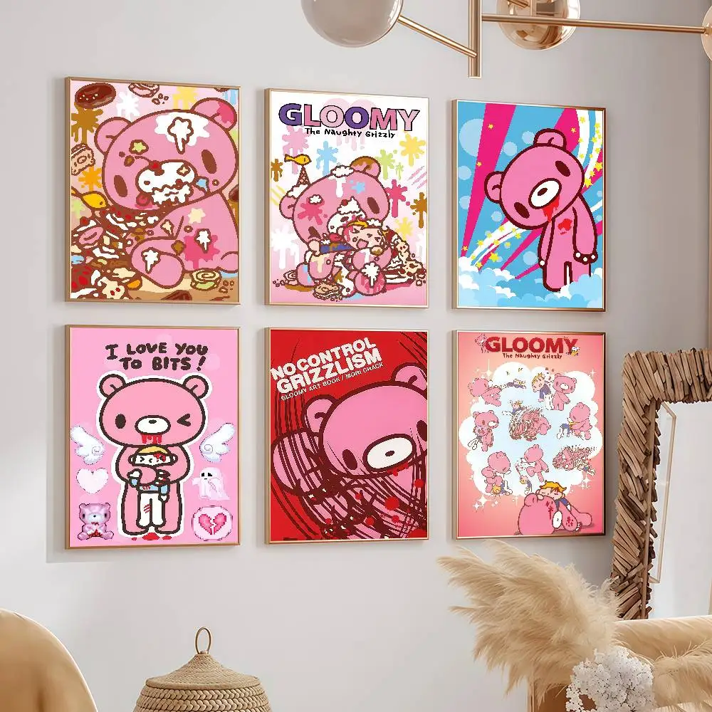 Kawaii Pink Cartoon G-Gloomy Bear Posters Wall Decorations For Dorm Rooms Bedroom And Living Room Gift