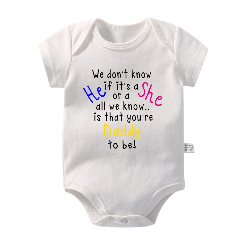 New Pregnancy Reveals You're Daddy To Be Newborn Baby Romper Boy Girl Short Sleeves Jumpsuit Baby Shower Gift Bodysuits