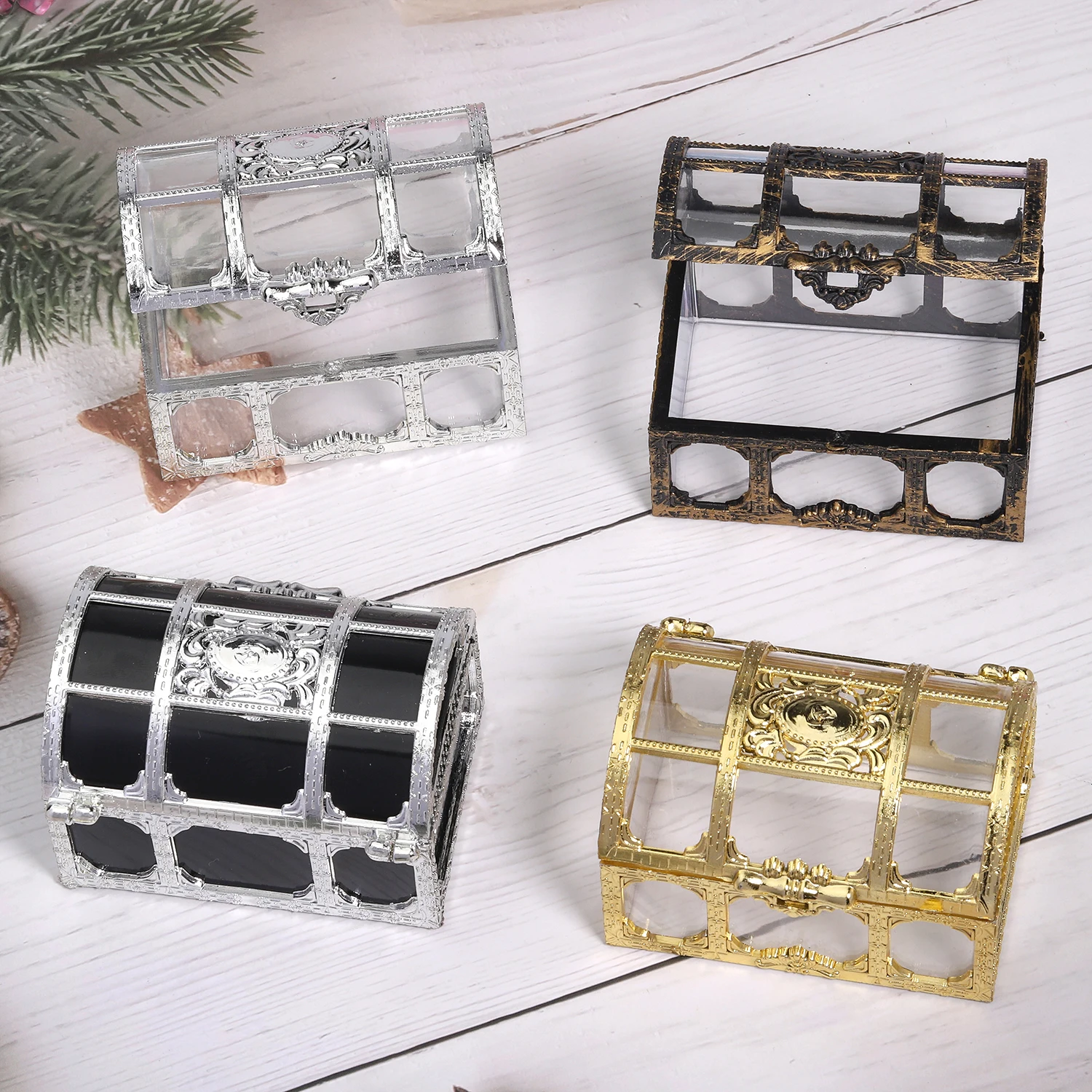 Vintage Transparent Storage Organizer Box, Treasure Chest