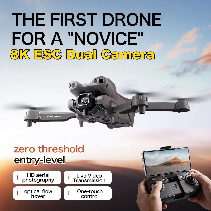 8K ESC Dual Camera Drone Optical Flow Positioning One Click Takeoff/Landing Multi Speed Adjustment Stunt Roll Drone Quadcopter