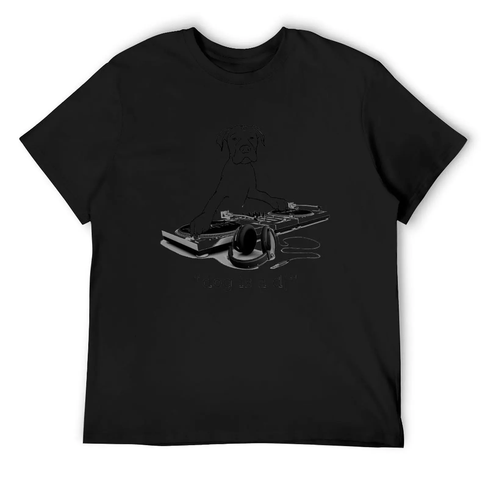 

Dog is a DJ - black T-Shirt anime stuff new edition customs oversizeds men clothing
