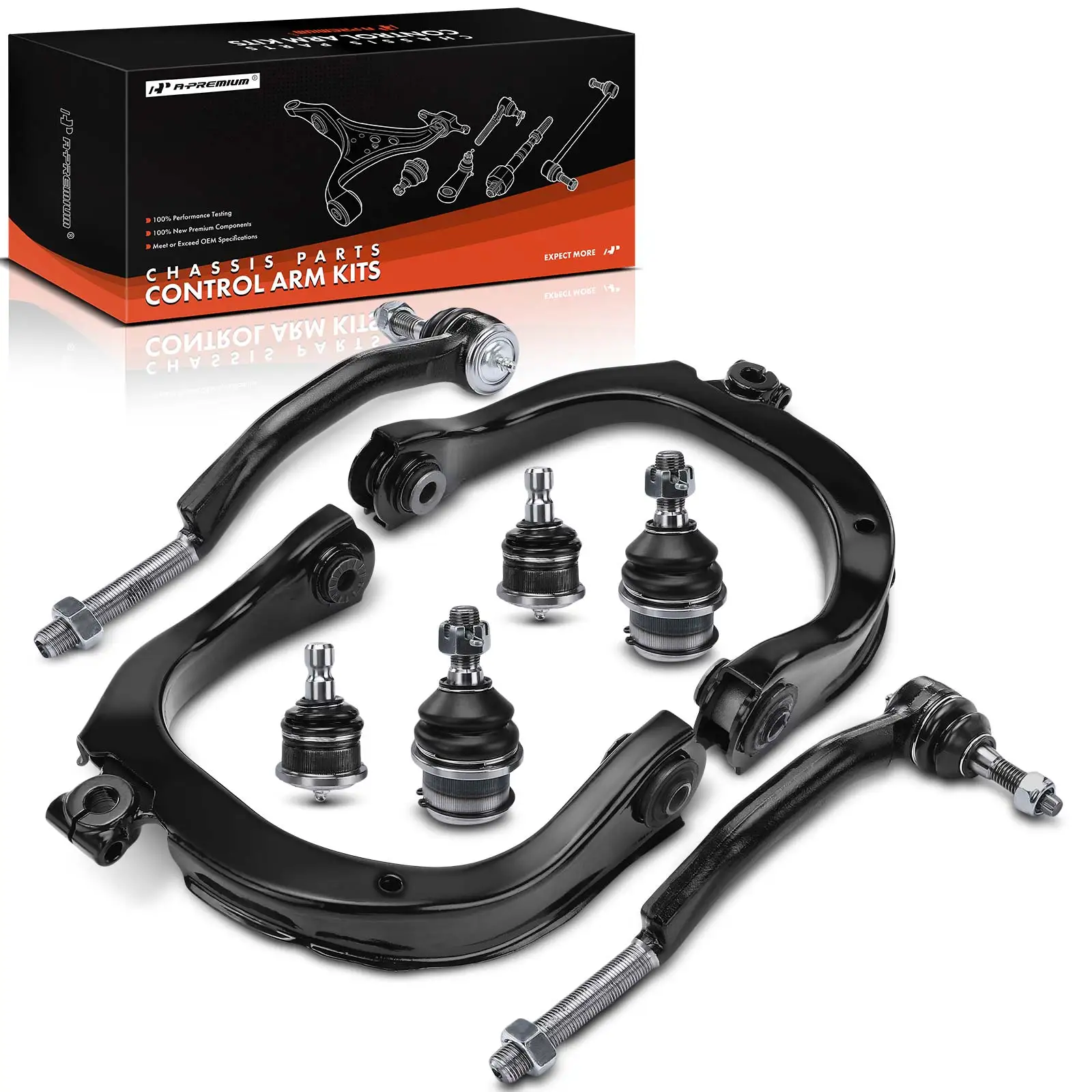 A-Premium 8x Front Upper Control Arm Tie Rod End for GMC Envoy 2002-2009 Envoy XL 2002-2006 Saab 9-7x 2005-2009 Buick Rainier