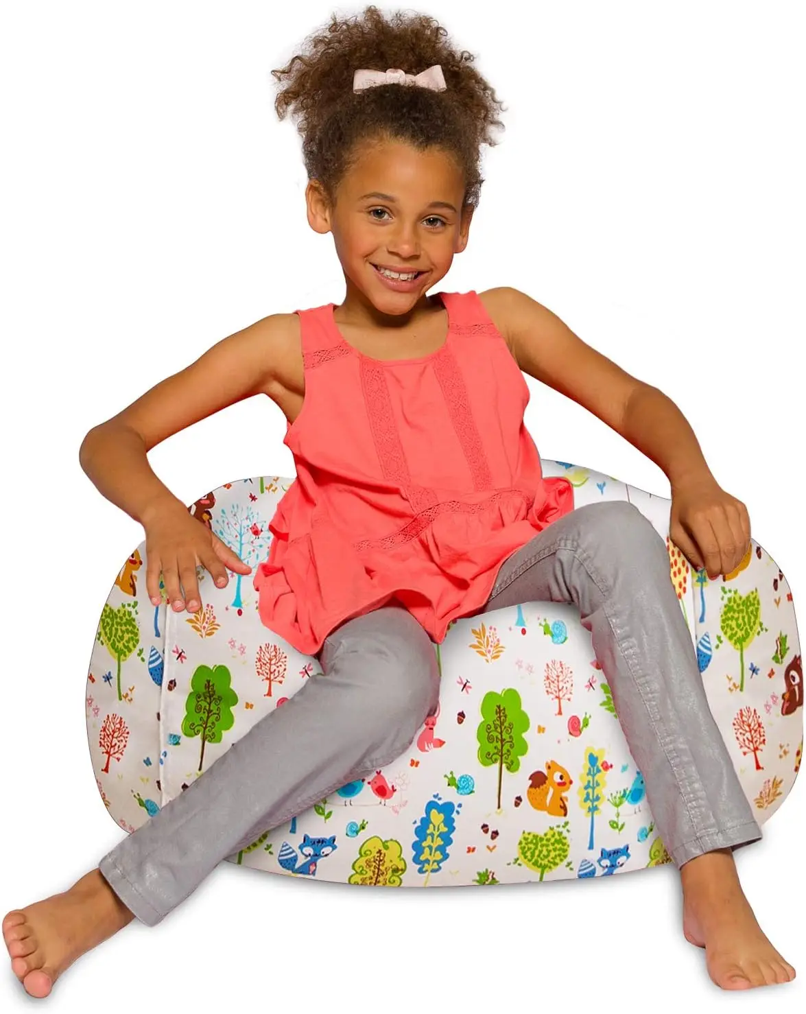 

Kids Teens Adults Bean Bag Chair with Removable Washable Cover, 27in Medium Canvas Animals Forest Critters
