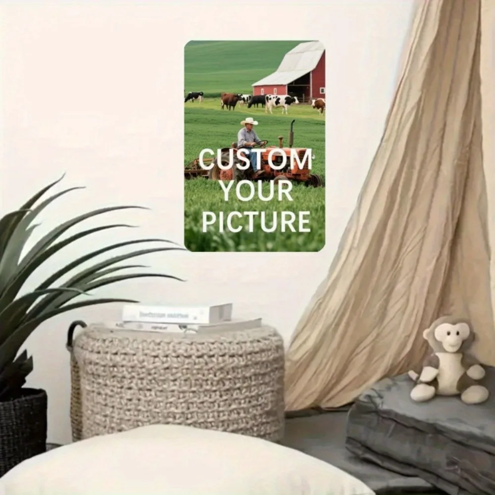 2D Flat Customizable Tin Sign 8x12In 20x30cm, Custom Photo Text Retro Wall Decor Home Bar Cafe Office, Decorative Use Only