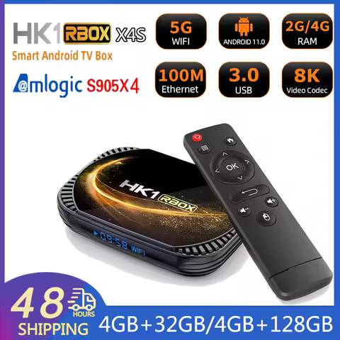 HK1 X4S Smart TV BOX Amlogic S905X4 Android 11.0 Dual Wifi Support 4K Media Player 2.4G+5G WiFi BT HK1 RBOX Set Top Box