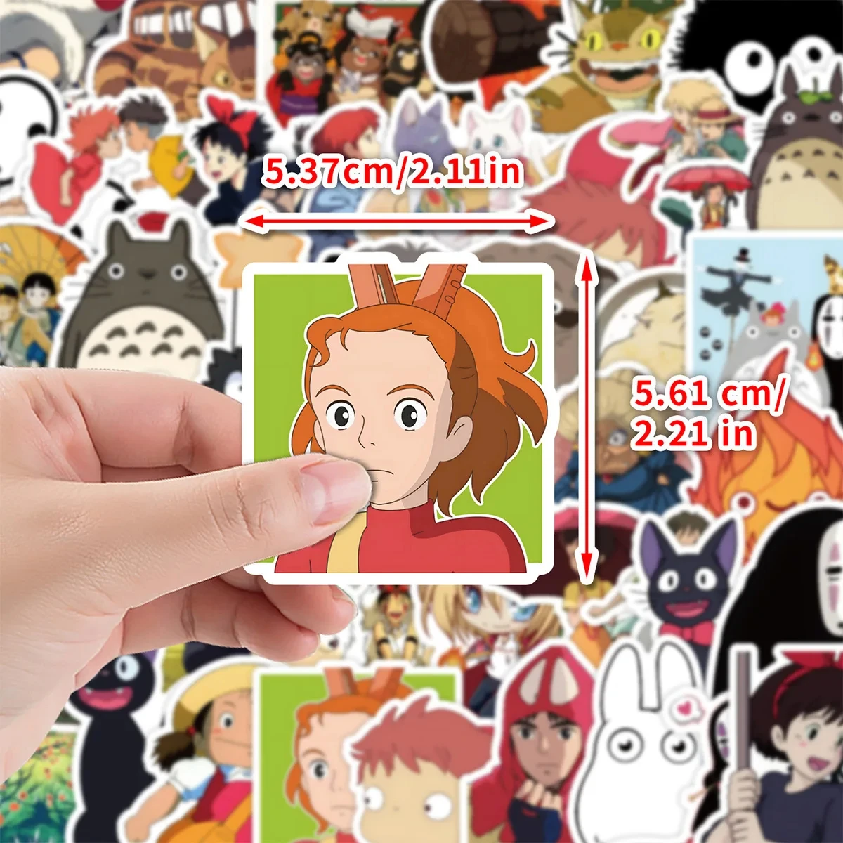 50 szt. Naklejek z kreskówkami, jasne, inspirowane Ghibli i Hayao Miyazaki, naklejki z Totoro na telefon, laptop, walizkę, notatnik, wodoodporne naklejki